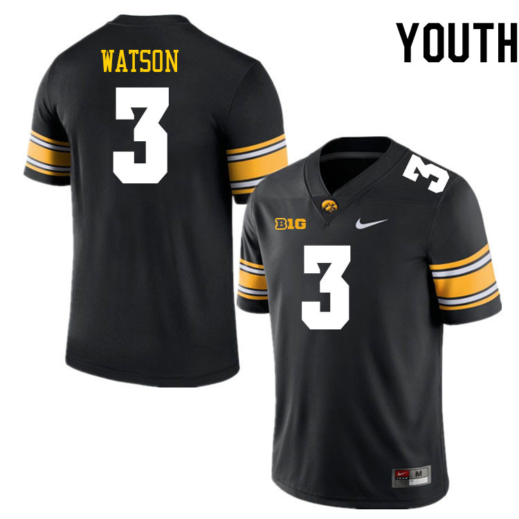 Youth #3 Jaylen Watson Iowa Hawkeyes College Football Jerseys Stitched-Black